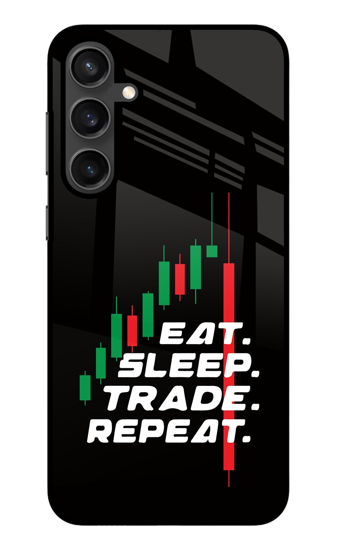 Eat Sleep Trade Repeat Samsung S23 Glass Case