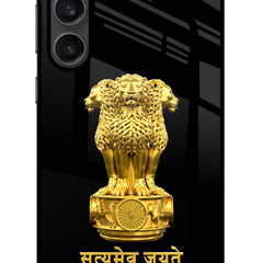 Satyamev Jayate Golden Samsung S23 Glass Case