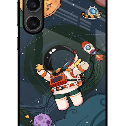 Cartoon Astronaut Samsung S23 Glass Case