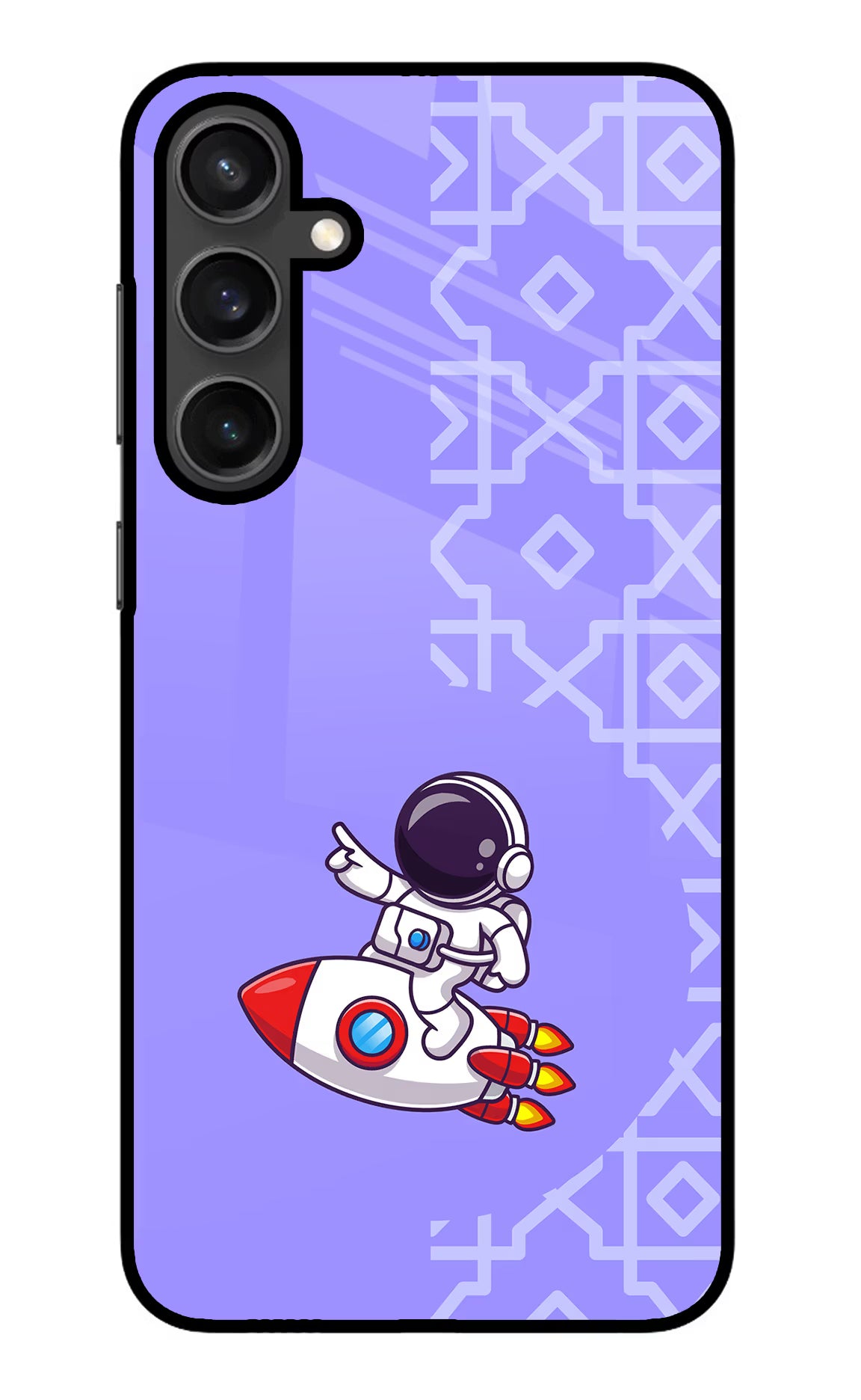 Cute Astronaut Samsung S23 Glass Case Back Cover by Casekaro