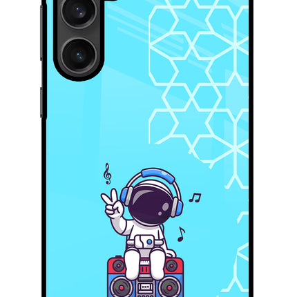 Cute Astronaut Chilling Samsung S23 Glass Case