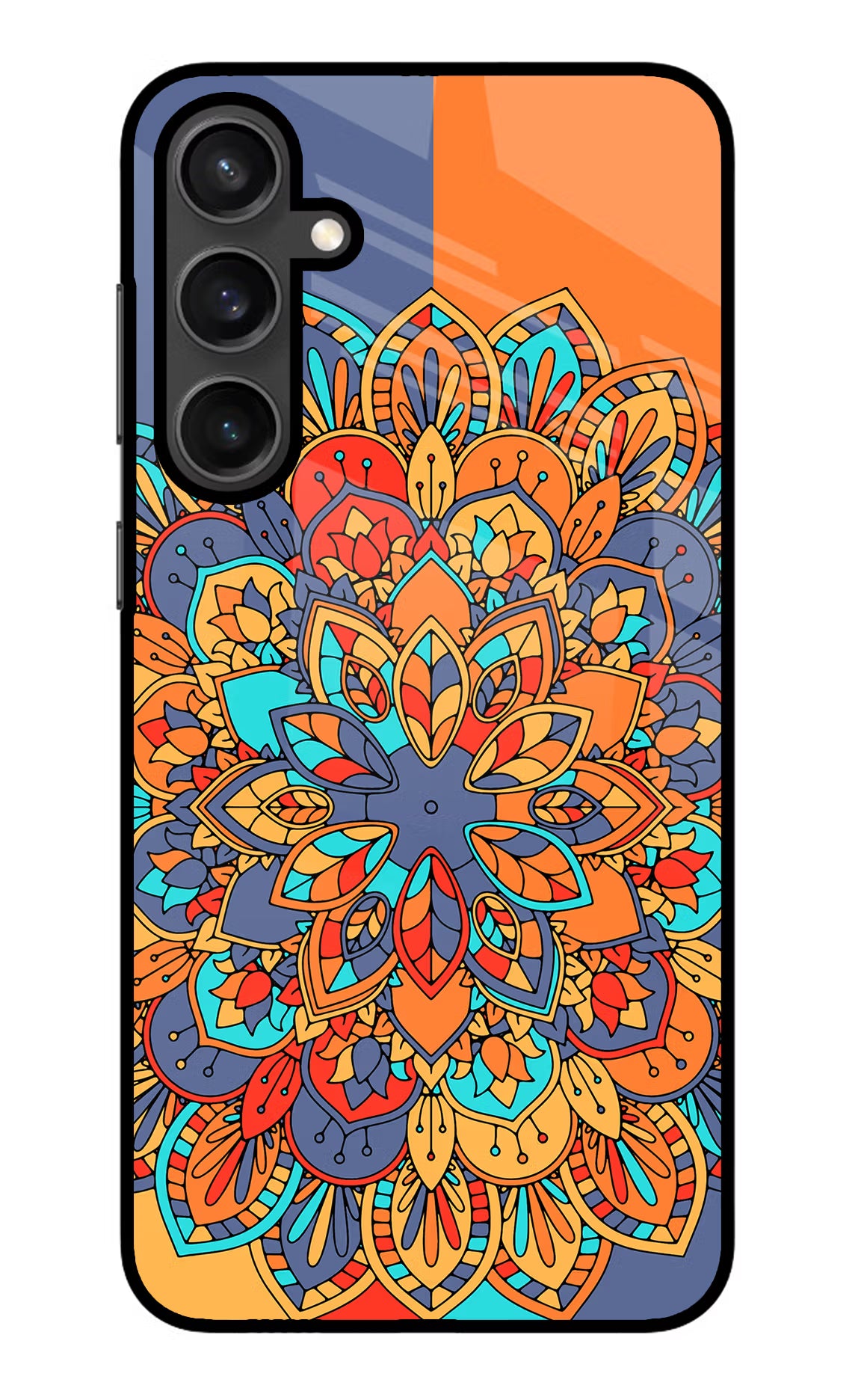 Color Mandala Samsung S23 Glass Case Back Cover by Casekaro