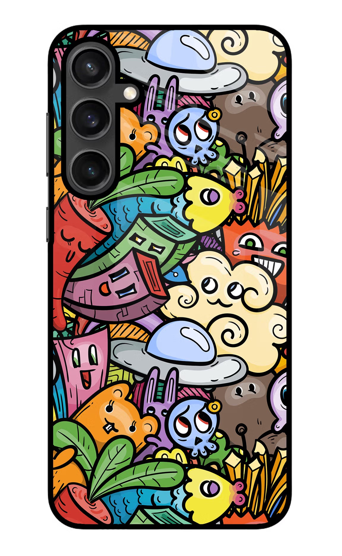Veggie Doodle Samsung S23 Glass Case Back Cover by Casekaro