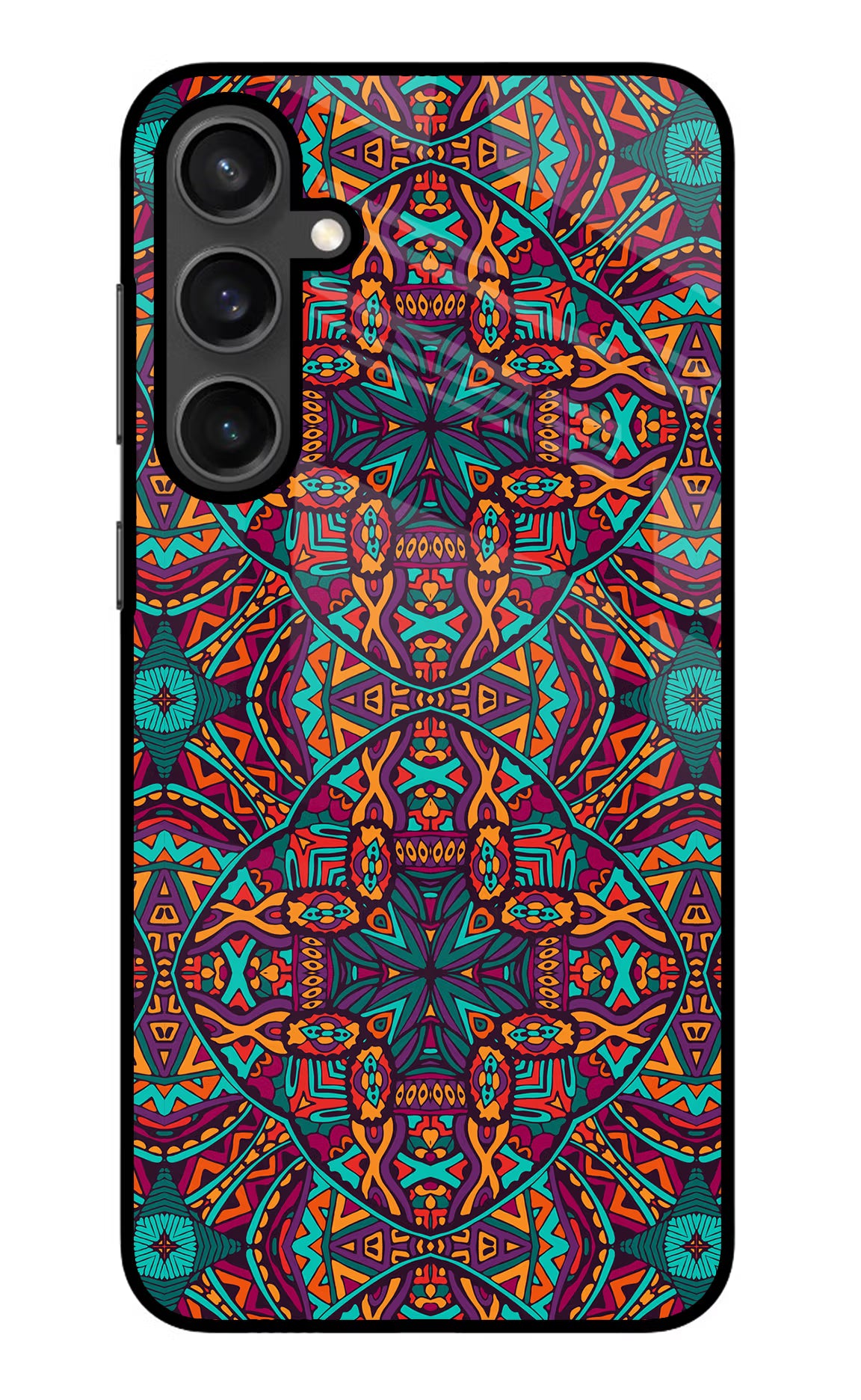 Colour Mandala Samsung S23 Glass Case Back Cover by Casekaro