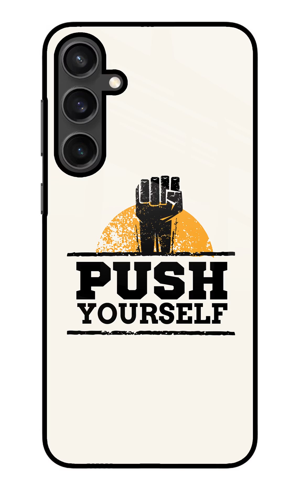 Push Yourself Samsung S23 Glass Case Back Cover by Casekaro