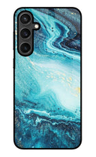 Blue Glitter Marble Samsung S23 Glass Case