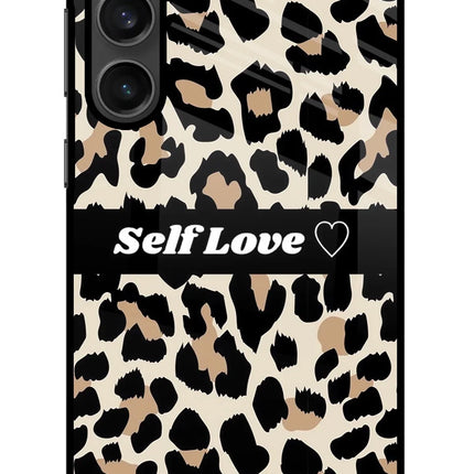 Leopard Print Self Love Samsung S23 Glass Case