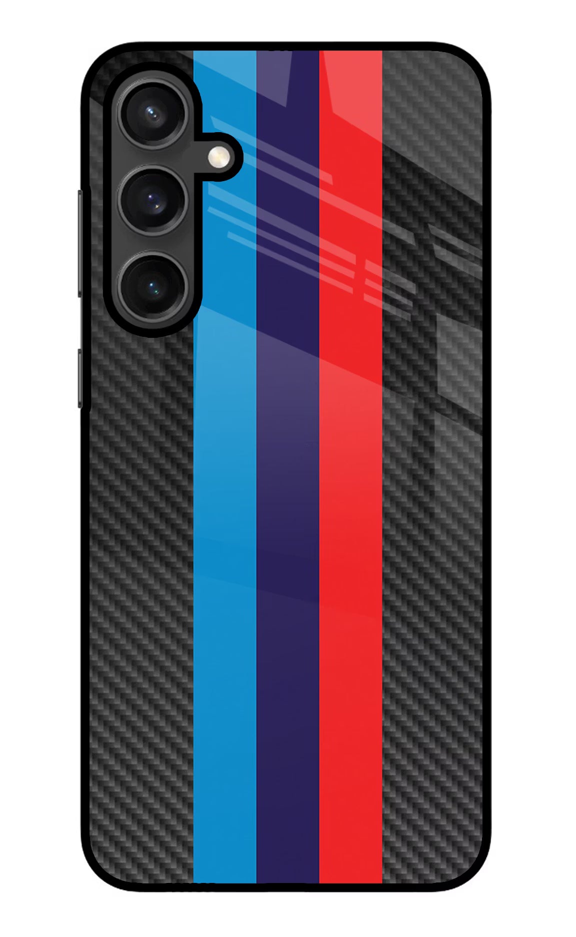 BMW Stripes Pattern Samsung S23 Glass Case Back Cover by Casekaro