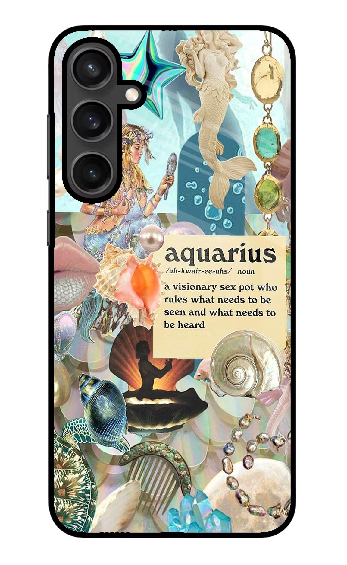 Aquarius Zodiac Samsung S23 Glass Case Back Cover by Casekaro