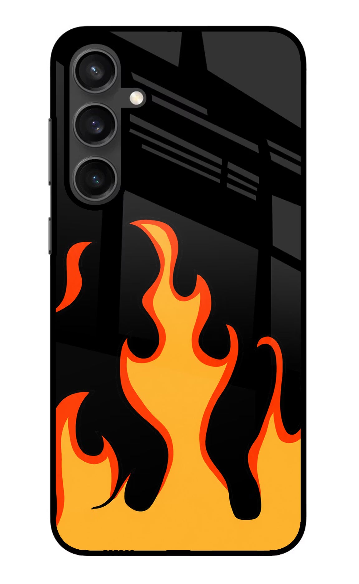 Fired Up – Black Samsung S23 Glass Case Back Cover by Casekaro