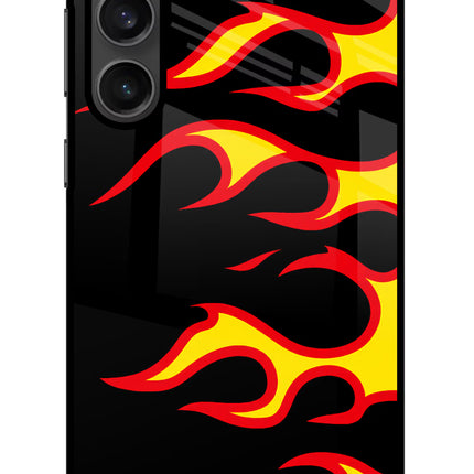 Side Sweep Flames Samsung S23 Glass Case
