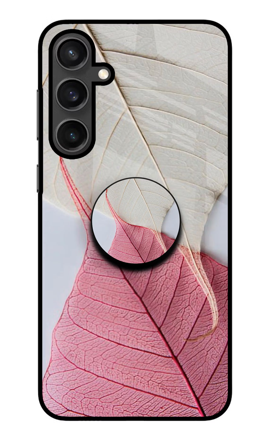White Pink Leaf Samsung S23 Pop Case, Metal case
