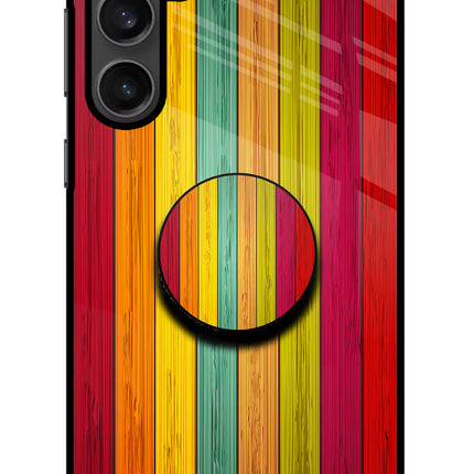 Multicolor Wooden Samsung S23 Glass Case
