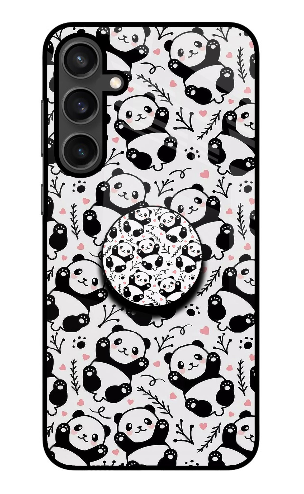 Cute Panda Samsung S23 Glass Case