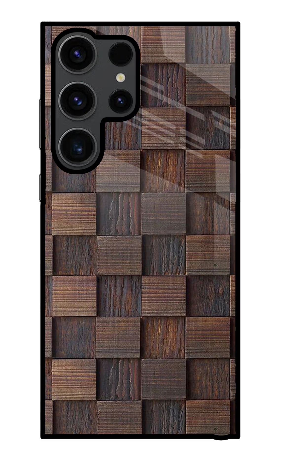 Wooden Cube Design Samsung S23 Ultra Glass Case Back Cover by Casekaro