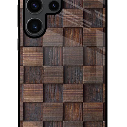 Wooden Cube Design Samsung S23 Ultra Glass Case