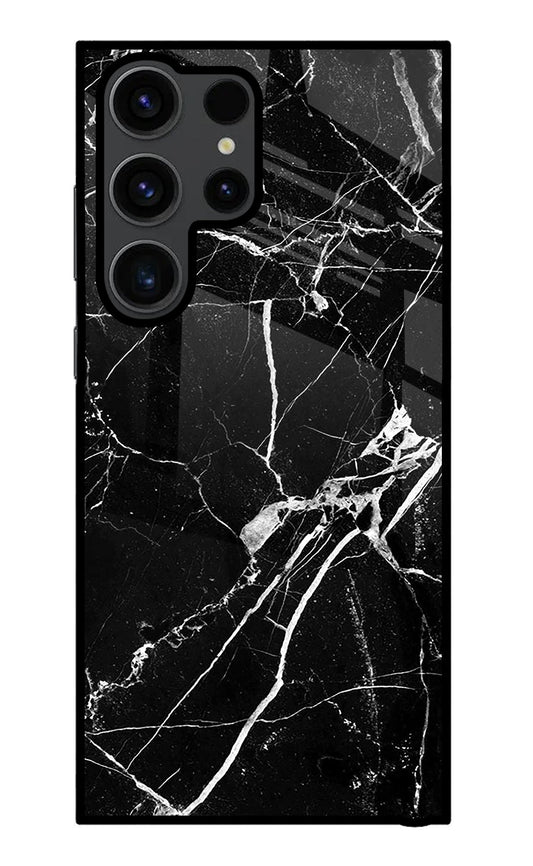 Black Marble Pattern Samsung S23 Ultra Glass Case