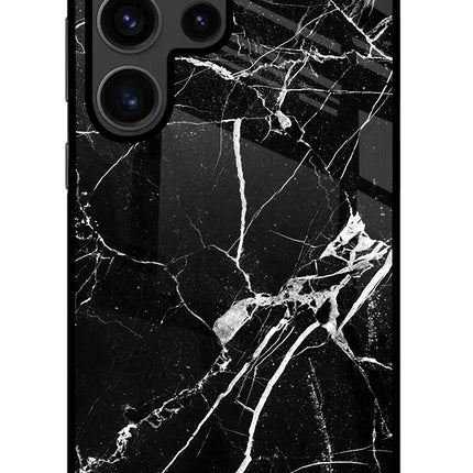 Black Marble Pattern Samsung S23 Ultra Glass Case