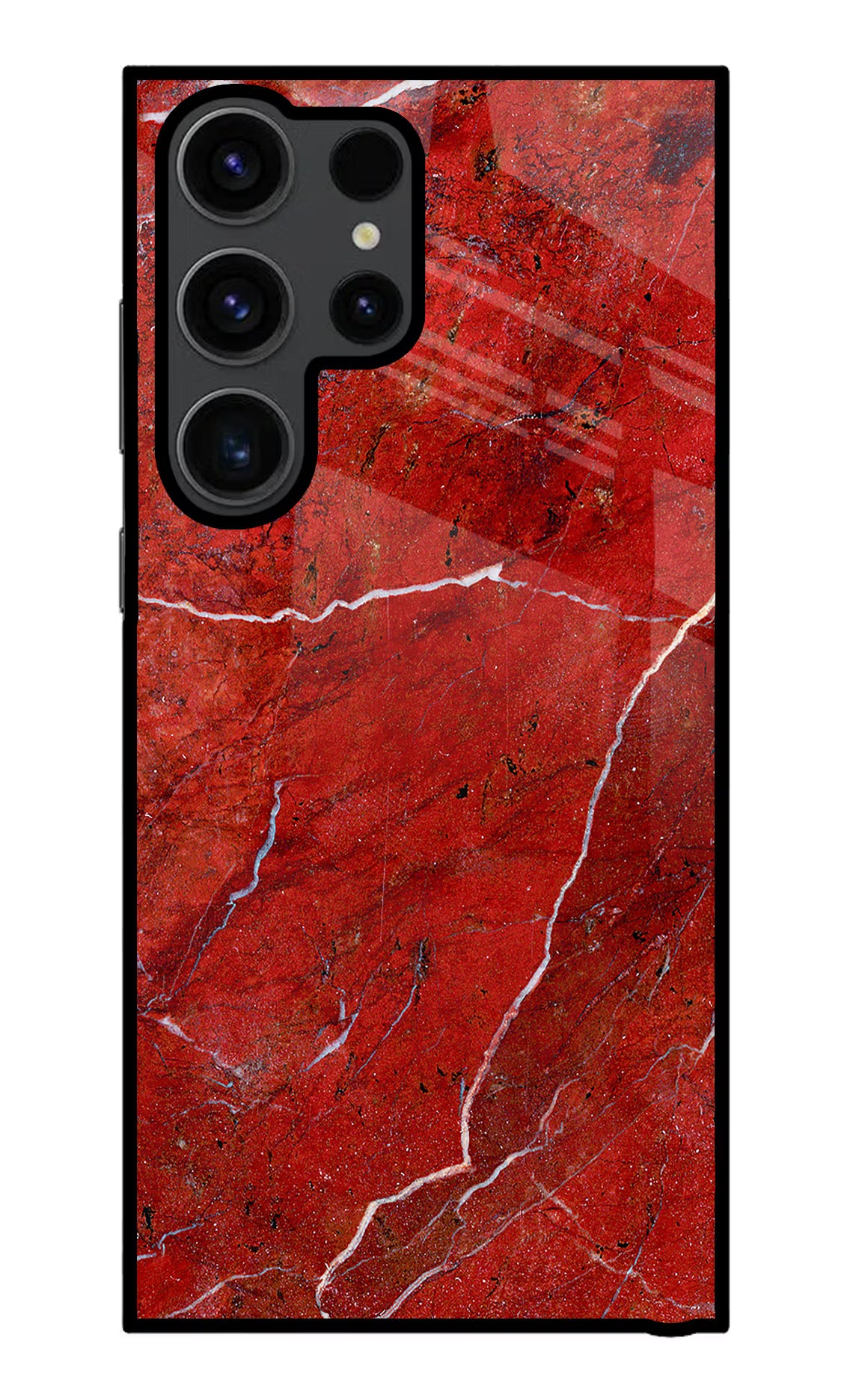 Red Marble Design Samsung S23 Ultra Glass Case Back Cover by Casekaro