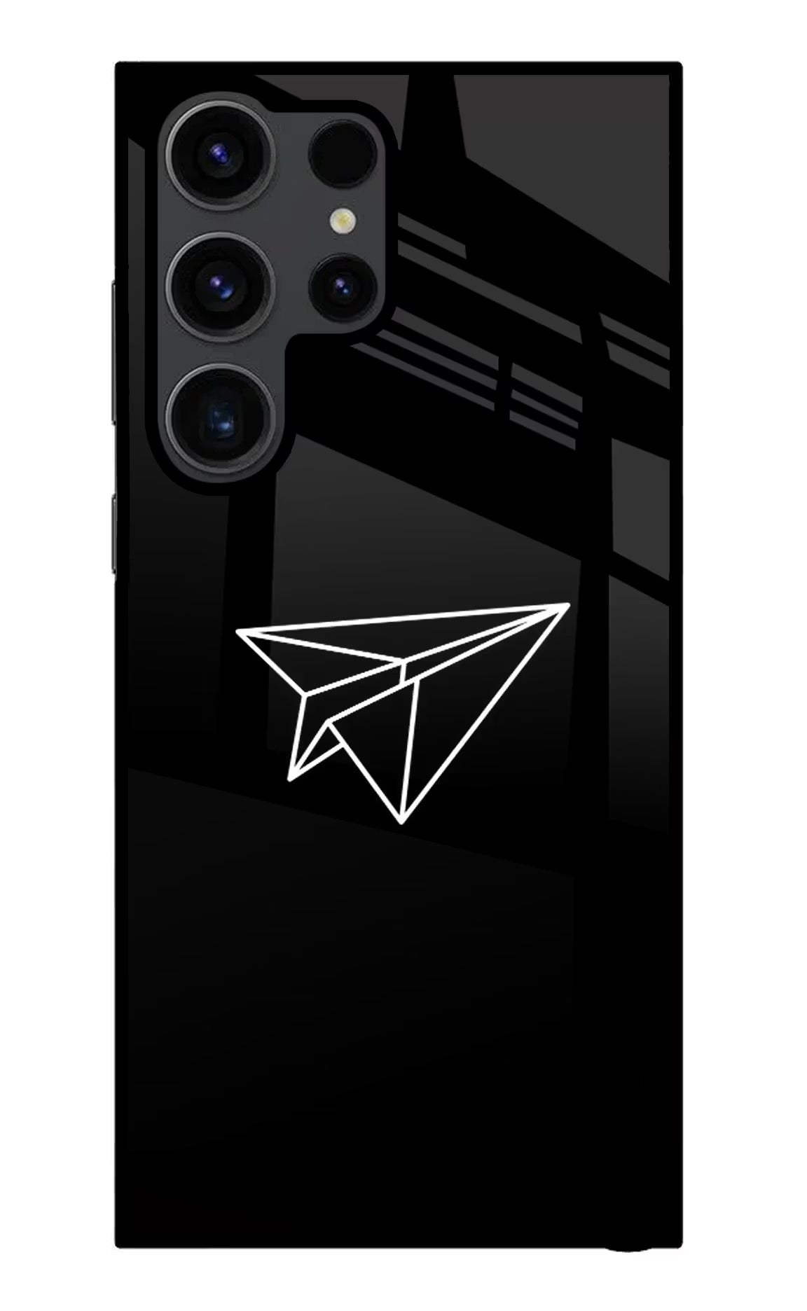 Paper Plane White Samsung S23 Ultra Glass Case Back Cover by Casekaro