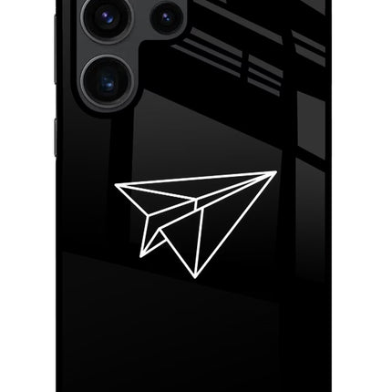 Paper Plane White Samsung S23 Ultra Glass Case