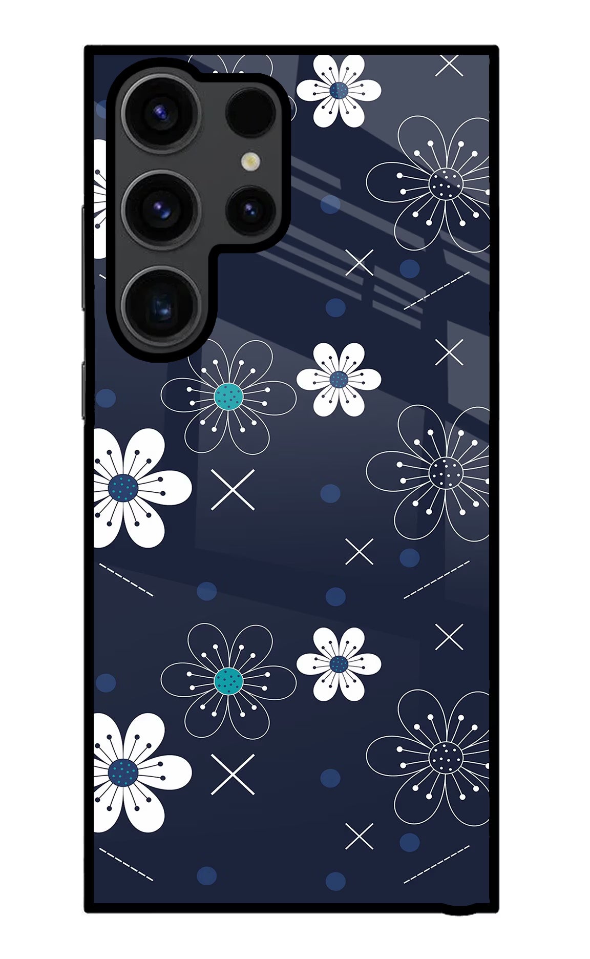 Flowers Samsung S23 Ultra Glass Case Back Cover by Casekaro