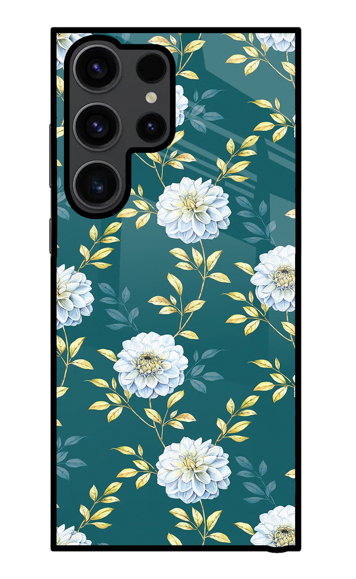 Flowers Samsung S23 Ultra Glass Case Back Cover by Casekaro