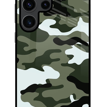 Camouflage Samsung S23 Ultra Glass Case Back Cover by Casekaro