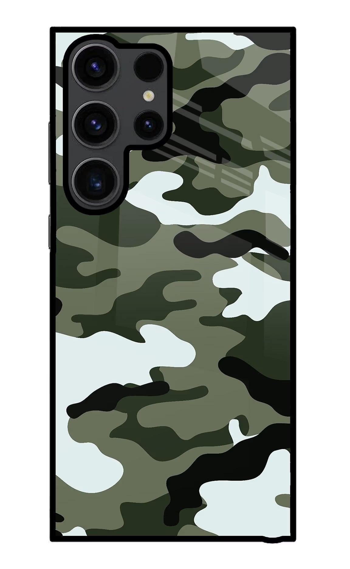 Camouflage Samsung S23 Ultra Glass Case Back Cover by Casekaro