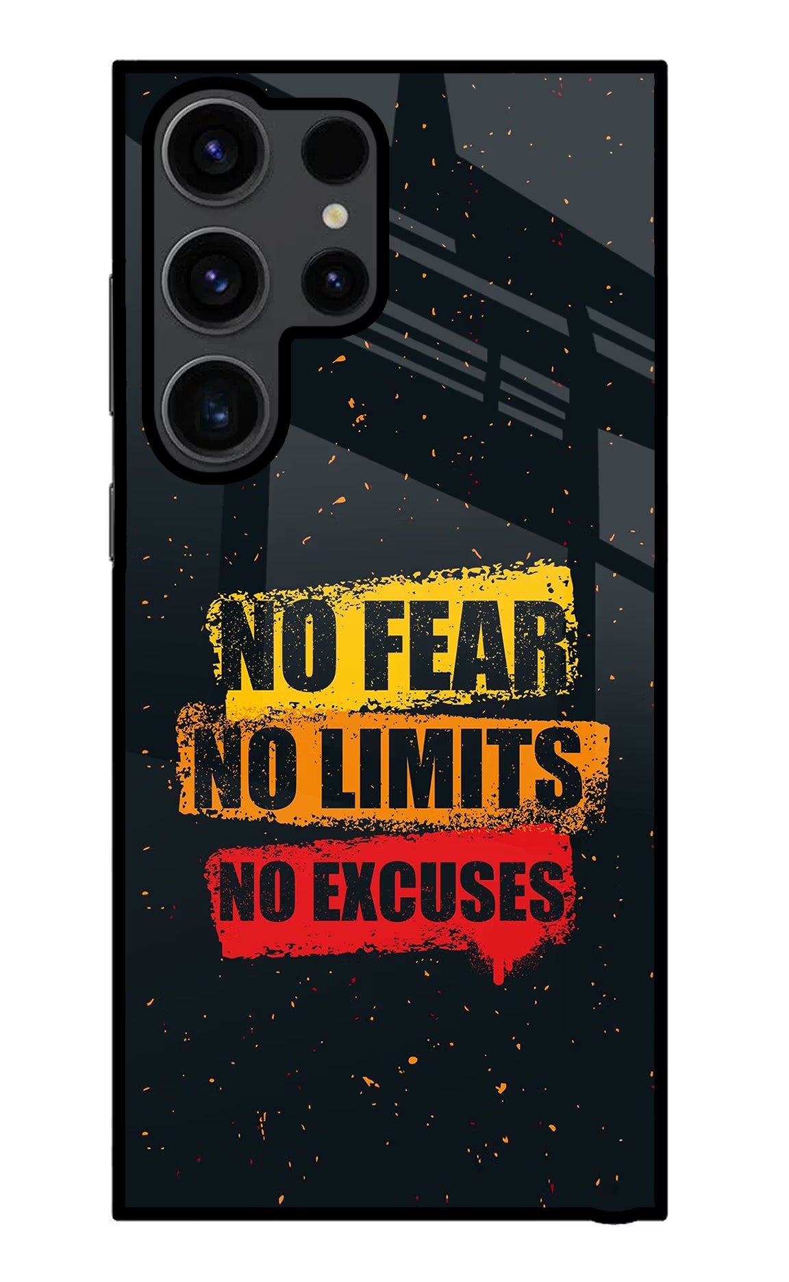 No Fear No Limits No Excuse Samsung S23 Ultra Glass Case Back Cover by Casekaro