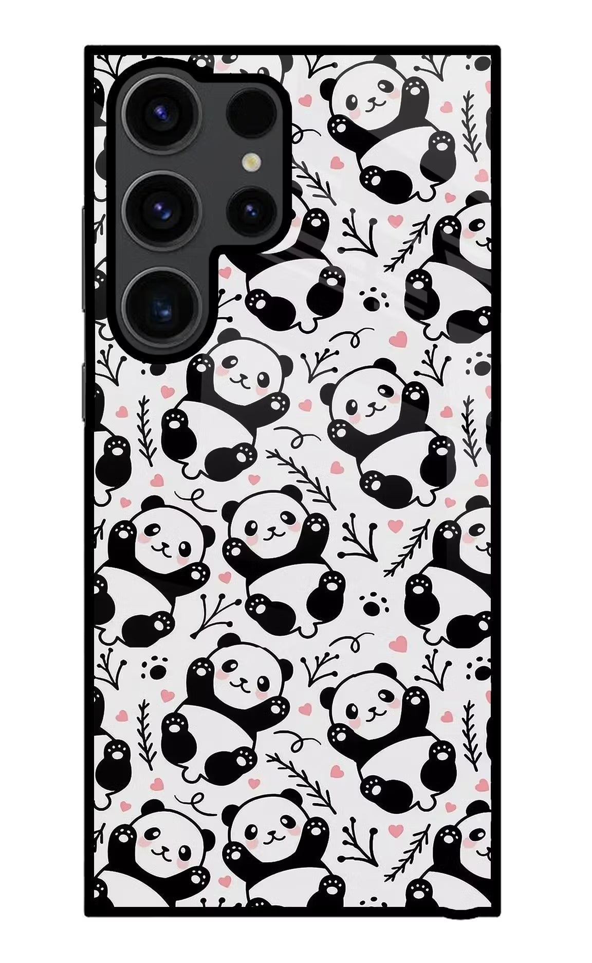 Cute Panda Samsung S23 Ultra Glass Case Back Cover by Casekaro