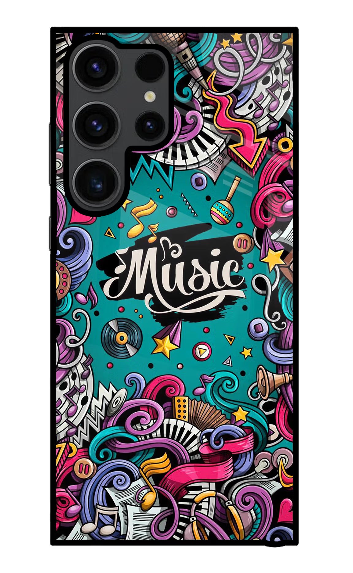 Music Graffiti Samsung S23 Ultra Glass Case Back Cover by Casekaro