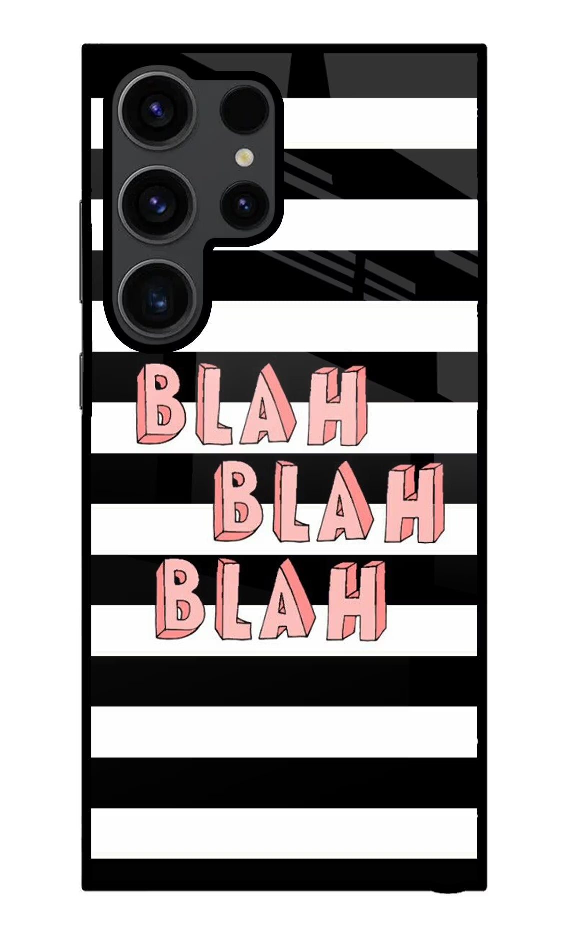 Blah Blah Blah Samsung S23 Ultra Glass Case Back Cover by Casekaro