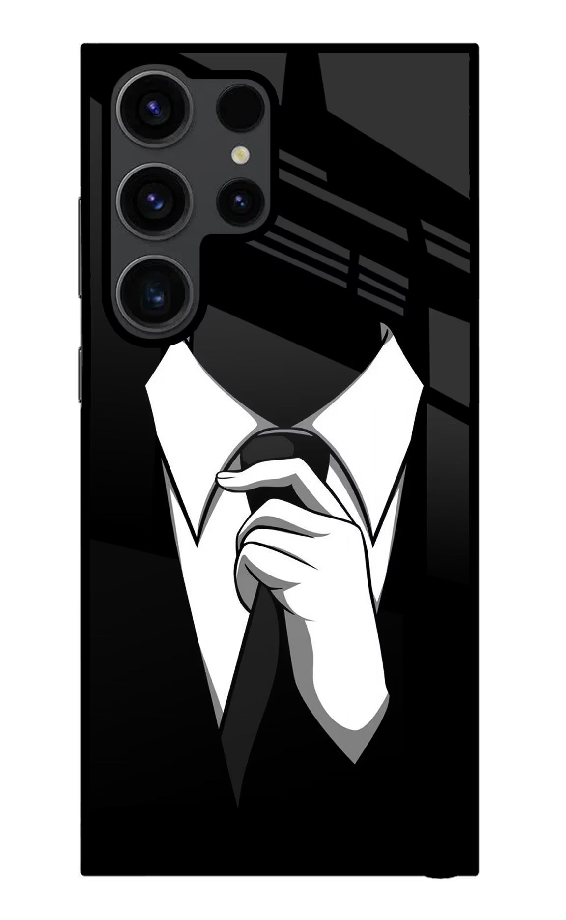 Black Tie Samsung S23 Ultra Glass Case Back Cover by Casekaro