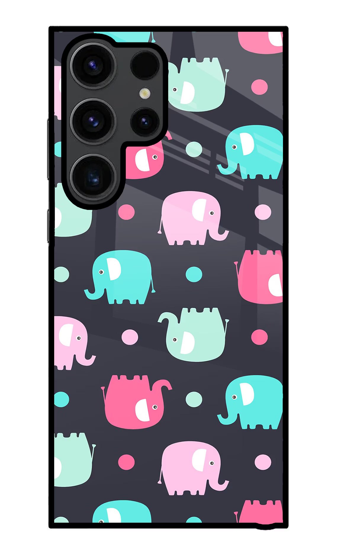 Elephants Samsung S23 Ultra Glass Case Back Cover by Casekaro
