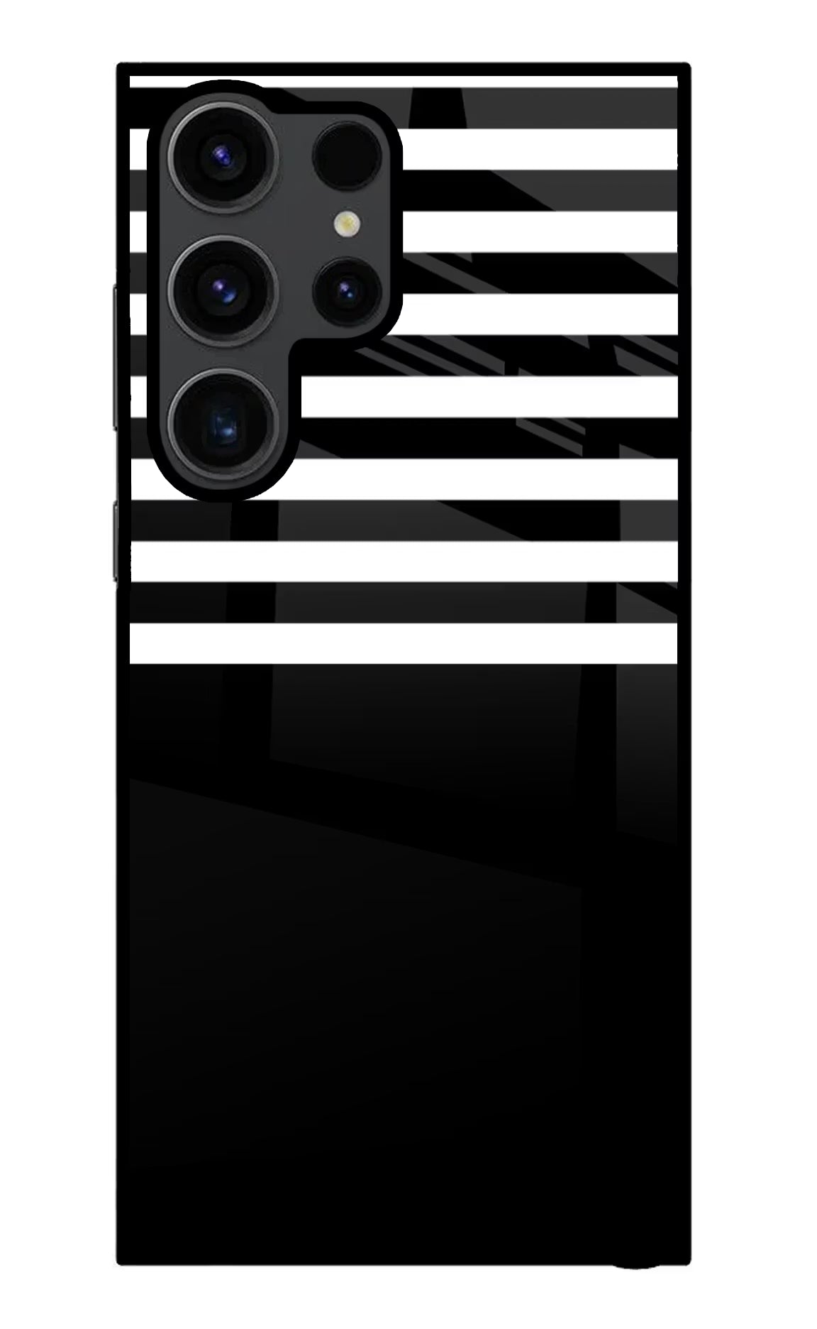 Black and White Print Samsung S23 Ultra Glass Case Back Cover by Casekaro