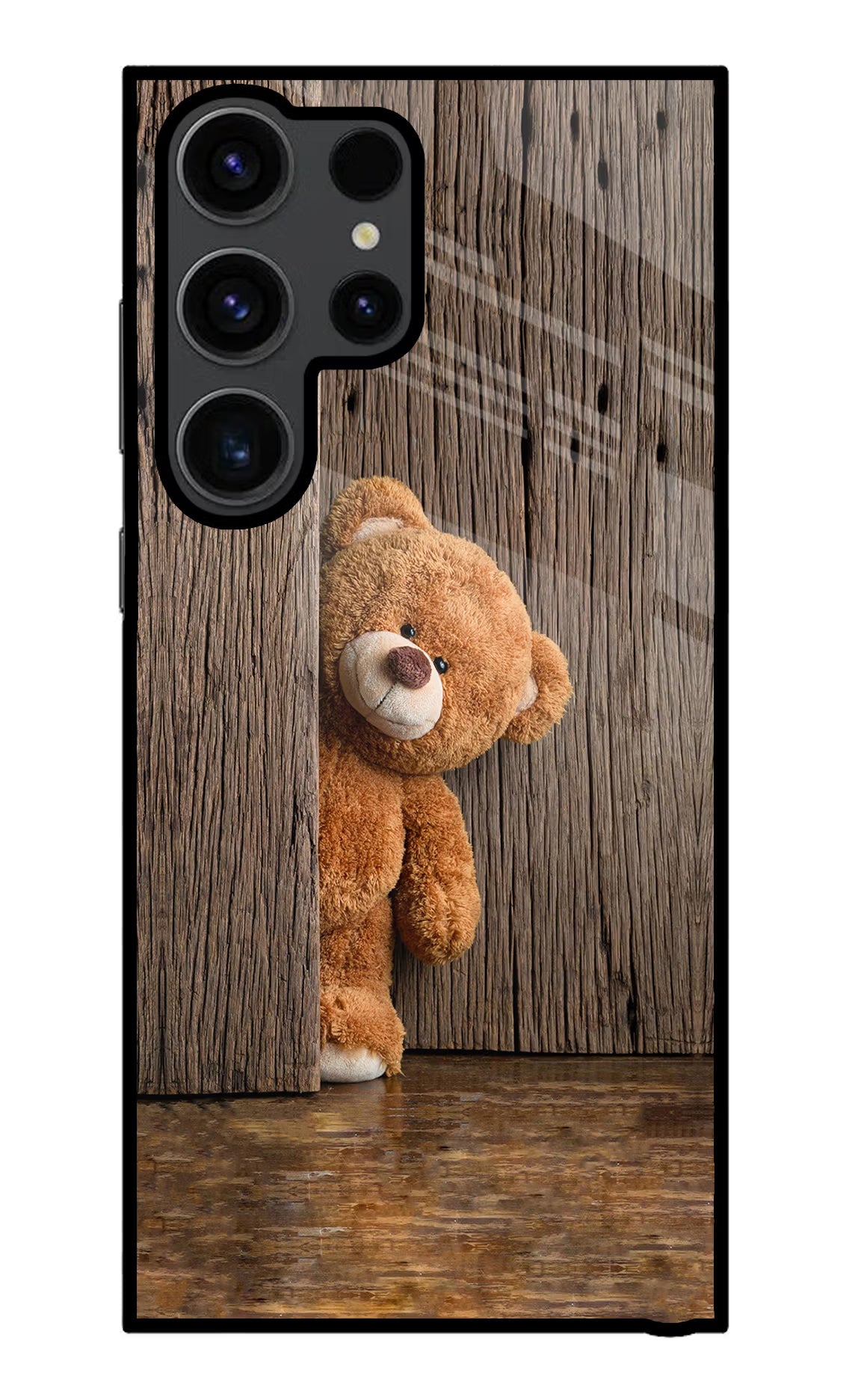 Teddy Wooden Samsung S23 Ultra Glass Case Back Cover by Casekaro