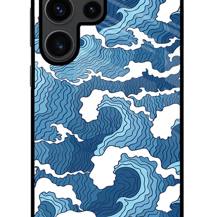 Blue Waves Samsung S23 Ultra Glass Case Back Cover by Casekaro