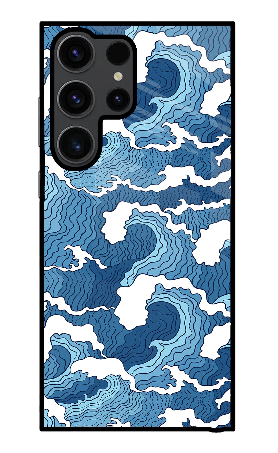 Blue Waves Samsung S23 Ultra Glass Case Back Cover by Casekaro