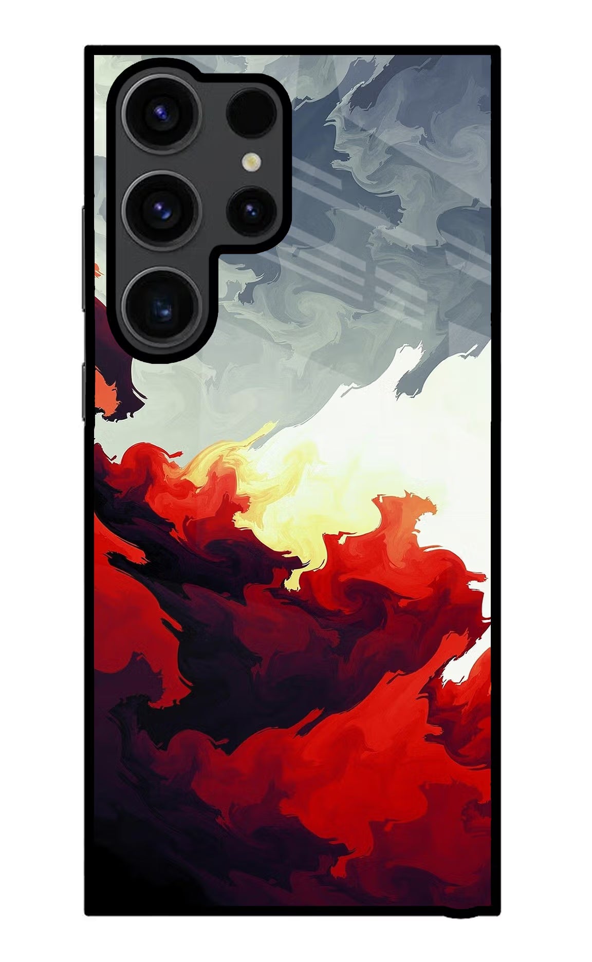 Fire Cloud Samsung S23 Ultra Glass Case Back Cover by Casekaro