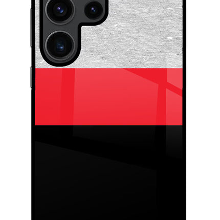 Tri Color Pattern Samsung S23 Ultra Glass Case Back Cover by Casekaro