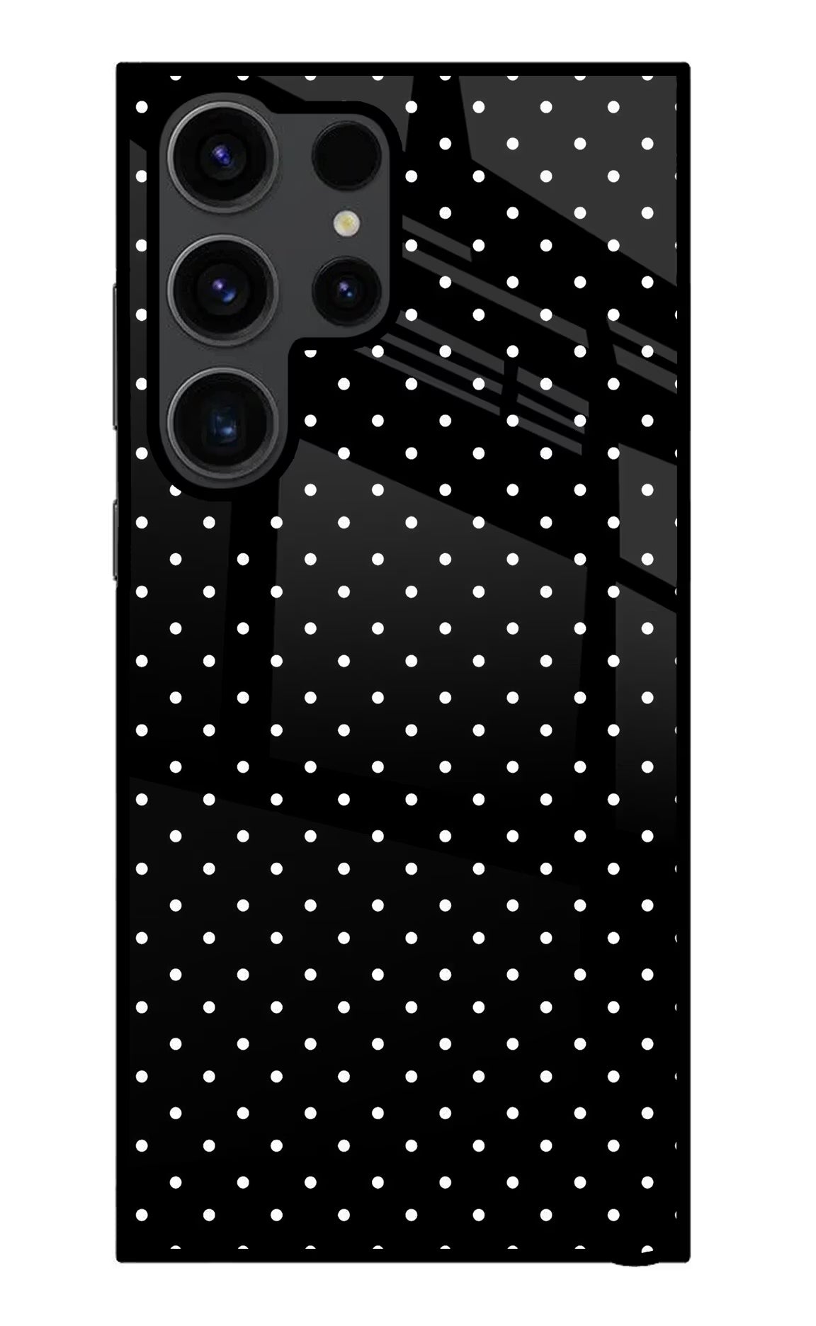 White Dots Samsung S23 Ultra Glass Case Back Cover by Casekaro