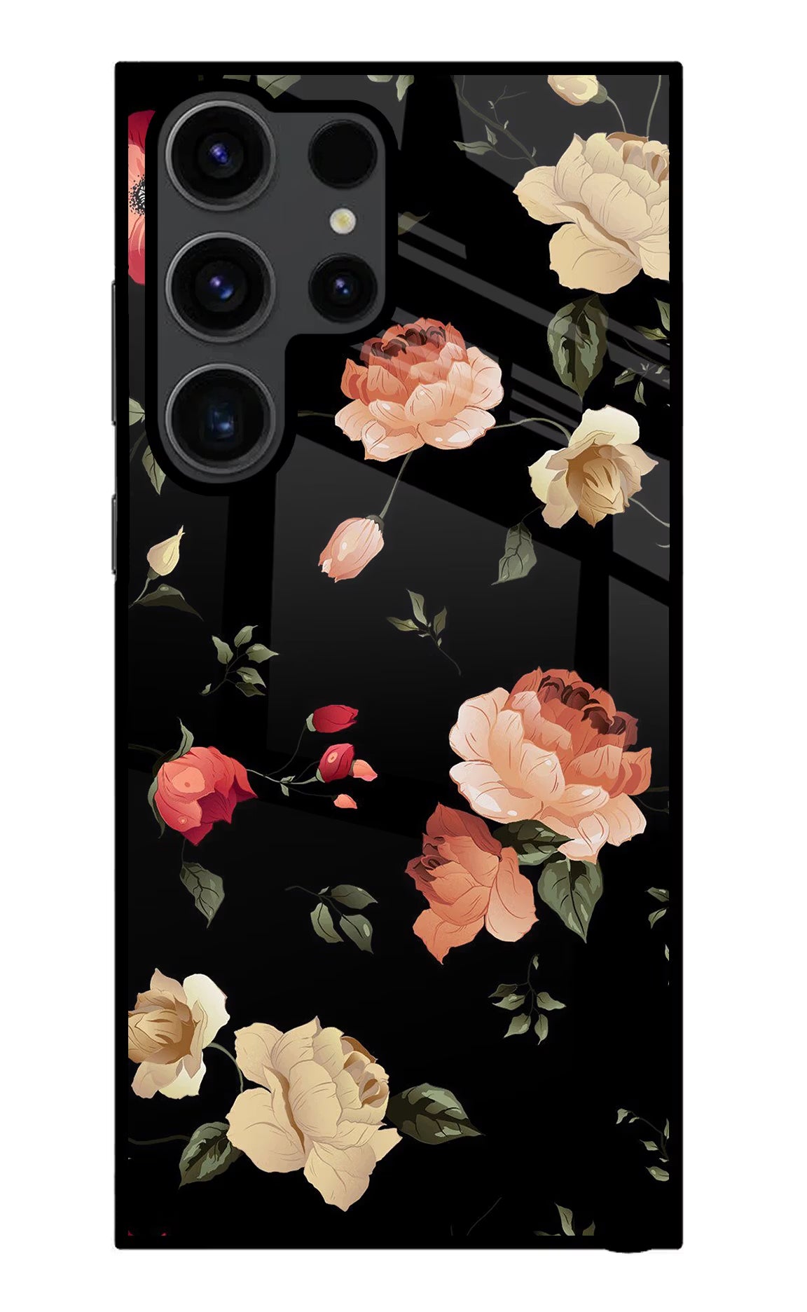 Flowers Samsung S23 Ultra Glass Case Back Cover by Casekaro