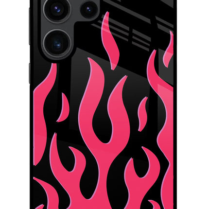 Fire Flames Samsung S23 Ultra Glass Case Back Cover by Casekaro