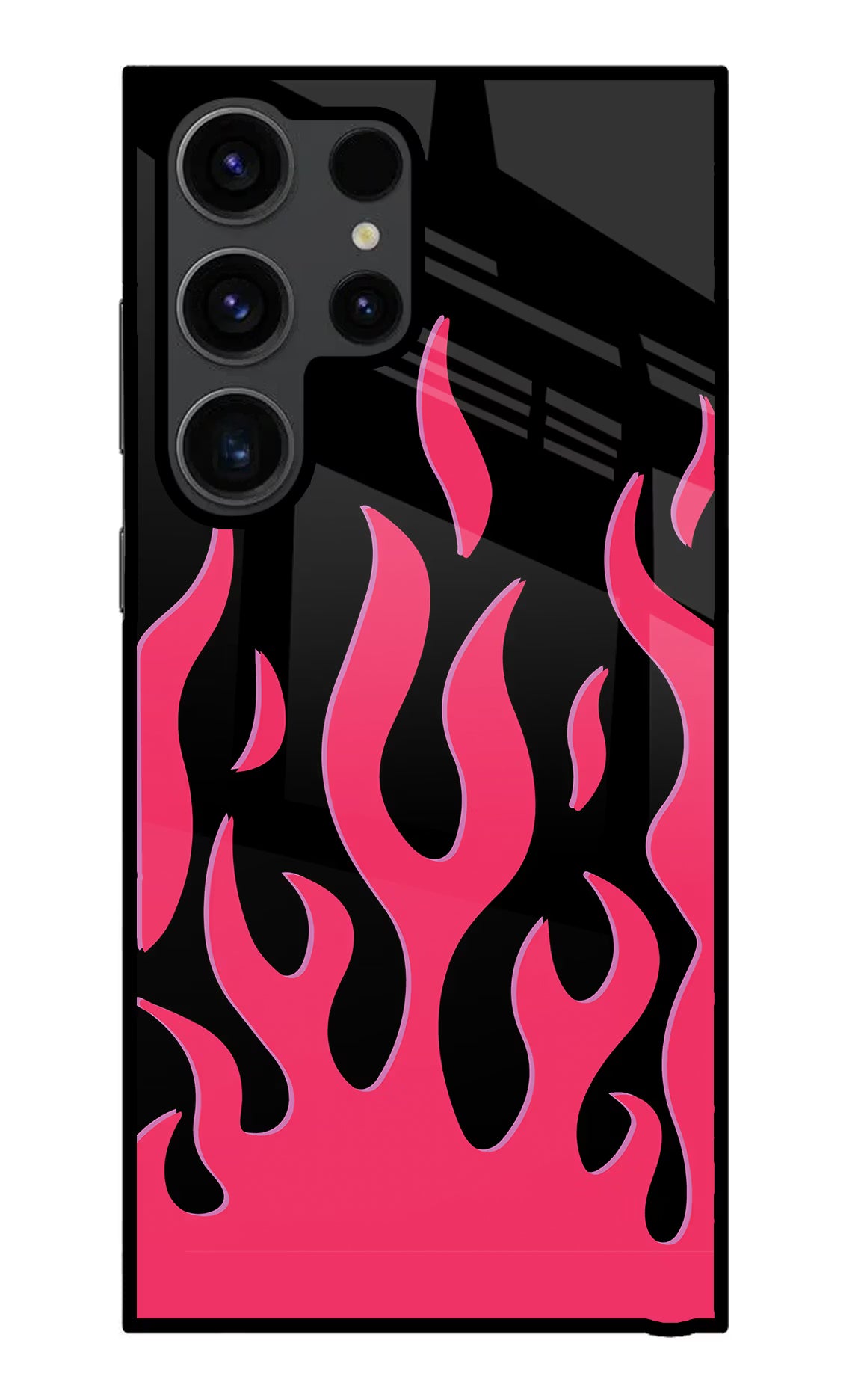 Fire Flames Samsung S23 Ultra Glass Case Back Cover by Casekaro