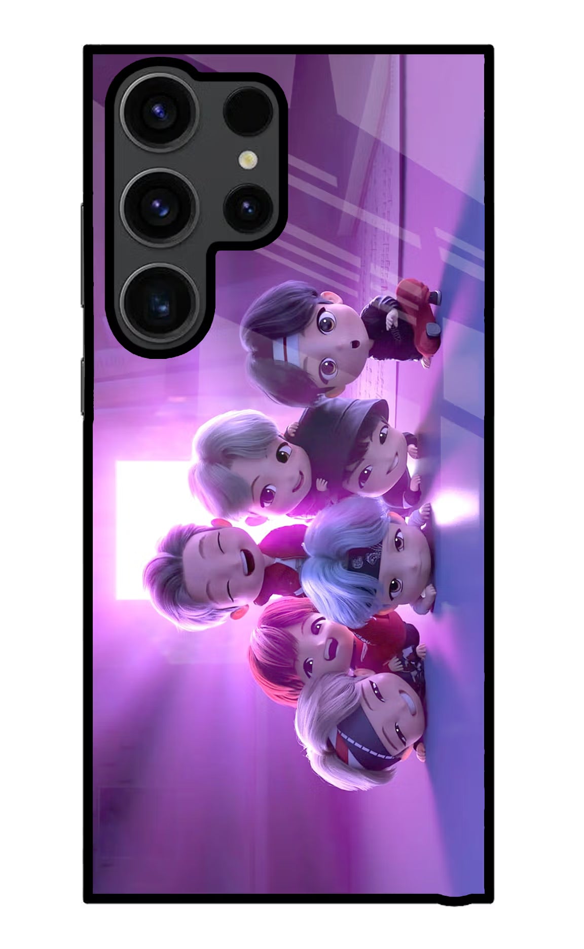 BTS Chibi Samsung S23 Ultra Glass Case Back Cover by Casekaro