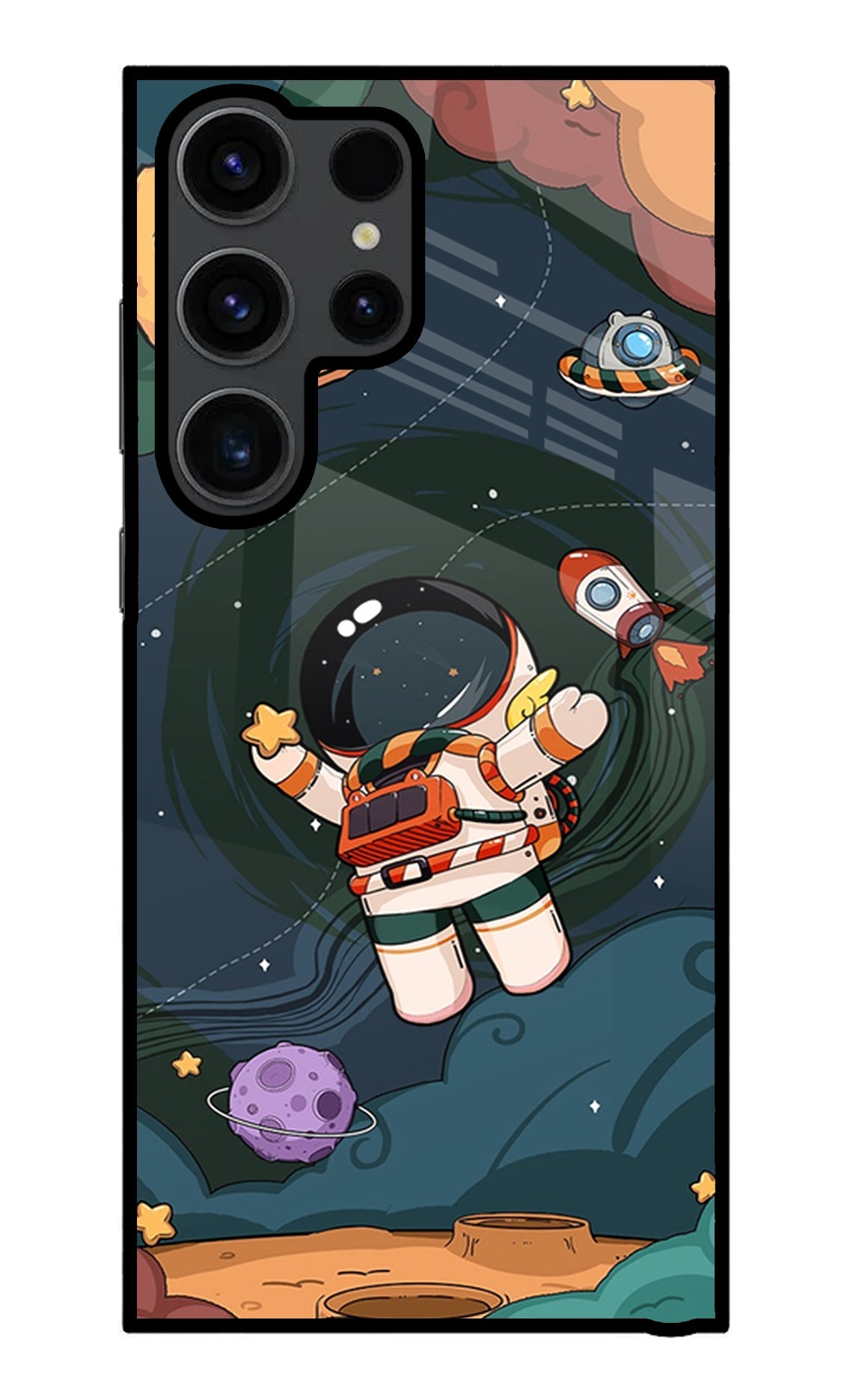 Cartoon Astronaut Samsung S23 Ultra Glass Case