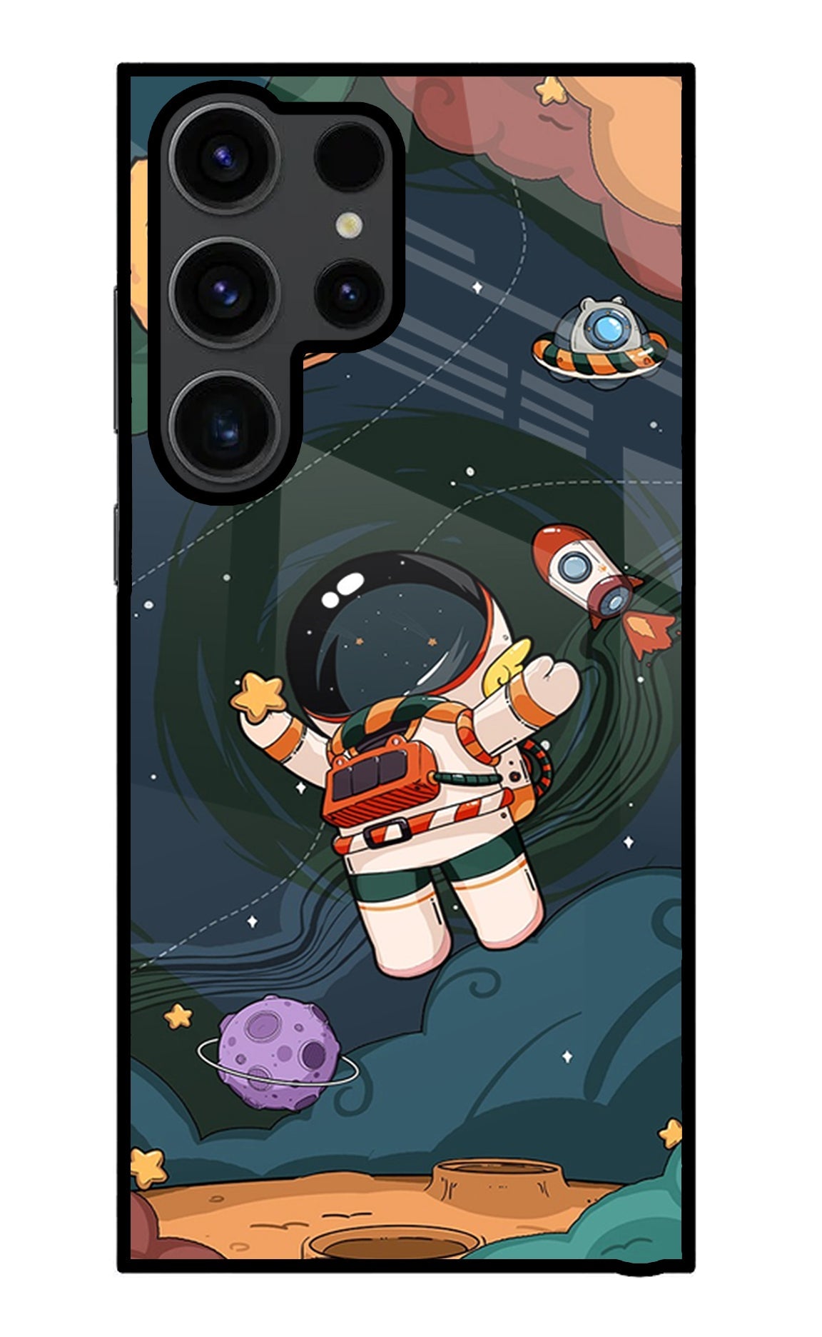 Cartoon Astronaut Samsung S23 Ultra Back Cover