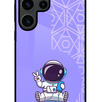 Cute Astronaut Chilling Samsung S23 Ultra Glass Case