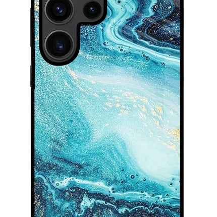 Blue Glitter Marble Samsung S23 Ultra Glass Case